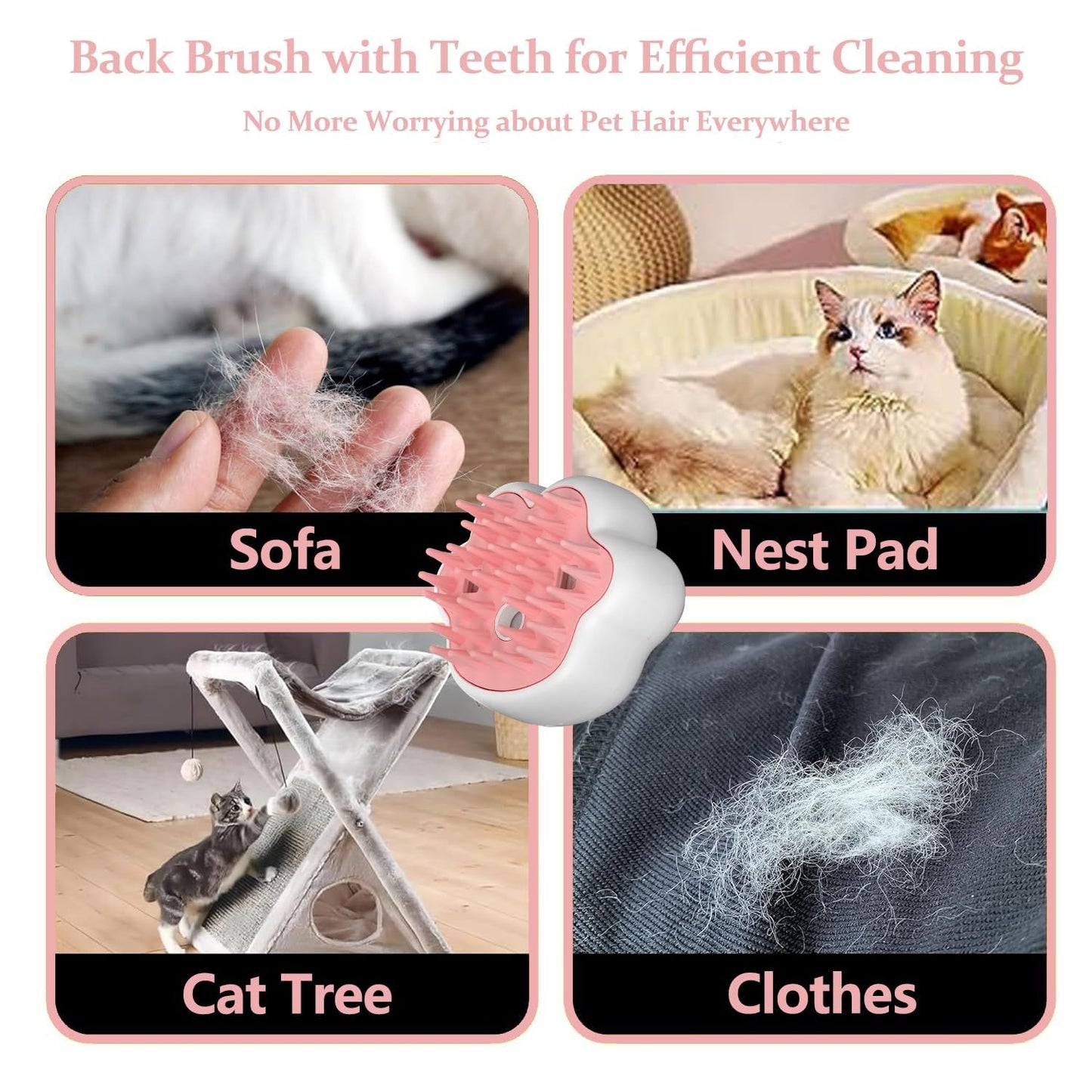 Steamy Cat Brush 4 In 1 Cat Brush For Removing Tangled And Loose Hair Steam Cat Brush For Massage, Hair Removal Comb For Pet